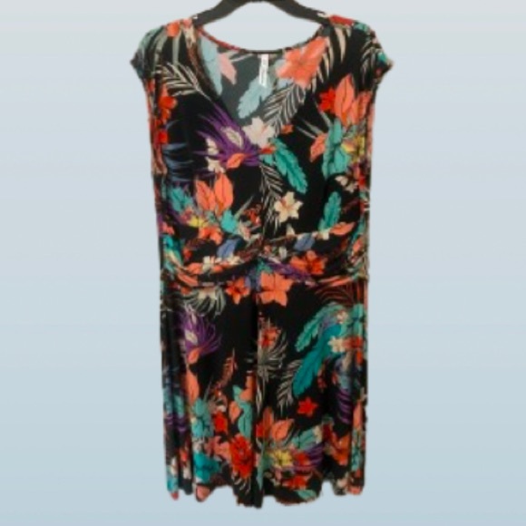 NY Collection Dresses & Skirts - NY Collection Sleeveless Tropical Floral Fit and Flare Dress